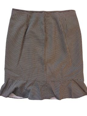 Travis Ayers Brown and Light Pink Polka Dot Pencil Skirt with Ruffle Hem